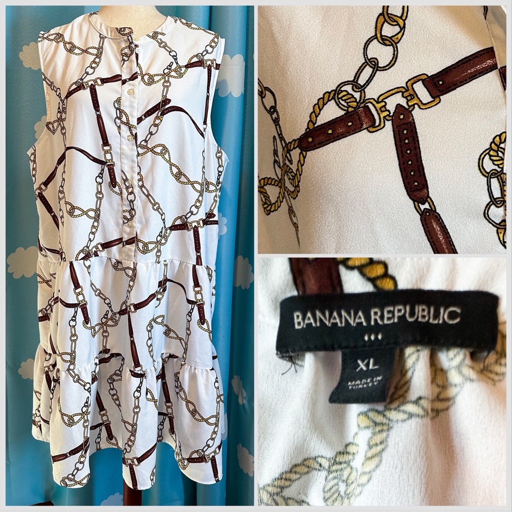 Banana Republic Equestrian Chain Bridle Print Dress Size XL